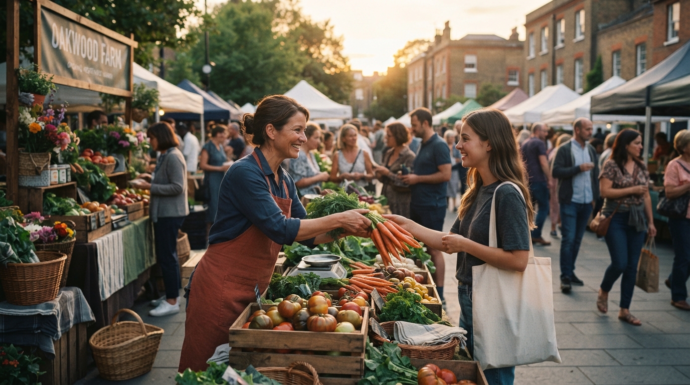 Editorial illustration for Farmers Markets: Catalysts for Local Economies and Community Well-being