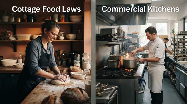 Editorial illustration for Navigating Home-Based Food Businesses: Cottage Food Laws vs. Commercial Kitchens